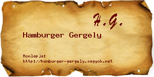 Hamburger Gergely névjegykártya